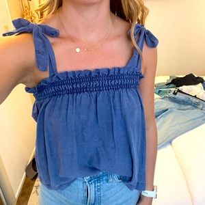 Cloth and stone Navy square neck blouse